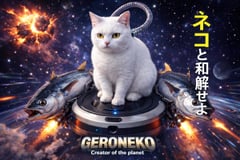 真空吸尘器火箭上的超现实太空猫