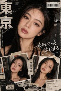 社交媒体帖子 - Y2K 东京杂志风拼贴