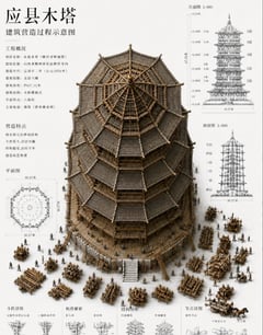 信息图 / 教育视觉 - 中国木塔结构板
