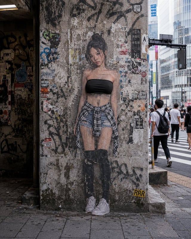 社交媒体帖子 - 2D转3D超现实街头摄影