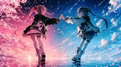 社交媒体帖子 - 樱花星辰下的双生偶像