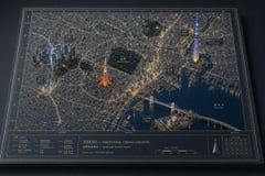 信息图 / 教育视觉 - 东京夜景立体地图