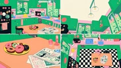 漫画/故事板 - 四格复古厨房场景
