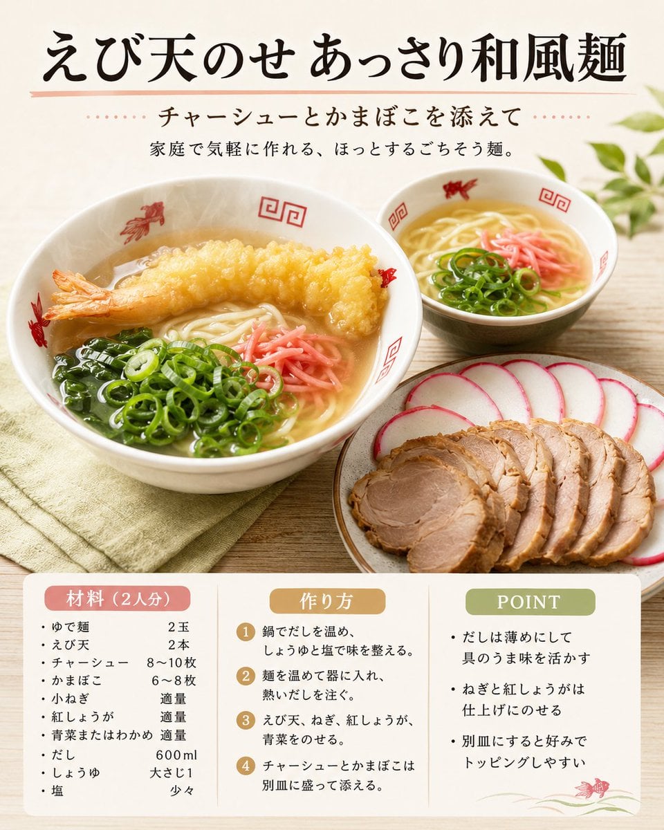 信息图 / 教育视觉 - 日式天妇罗面条食谱卡