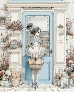 漫画/分镜 - 复古面包店动漫插画
