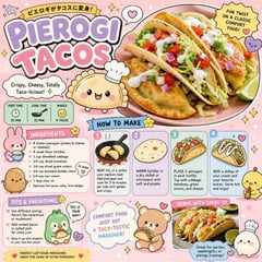 信息图 / 教育视觉 - 可爱波兰饺子玉米卷食谱海报