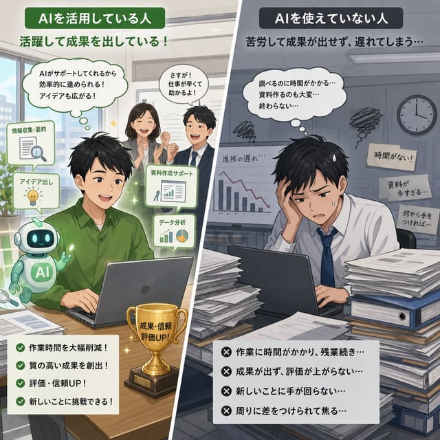 社交媒体帖子 - AI使用对比信息图