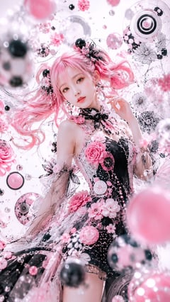 社交媒体帖子 - 粉色哥特花卉幻想人像