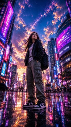 社交媒体帖子 - 鱼眼赛博朋克城市人像