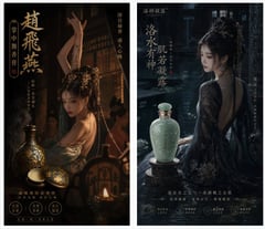 产品营销 - 中国风幻想香水双联画