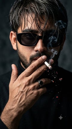 个人资料/头像 - 电影感特写人像，带烟雾效果