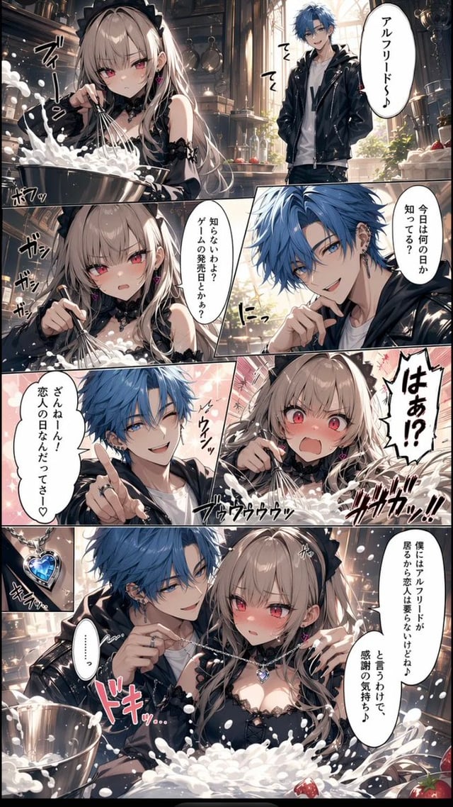漫画/分镜 - 浪漫漫画厨房吊灯场景