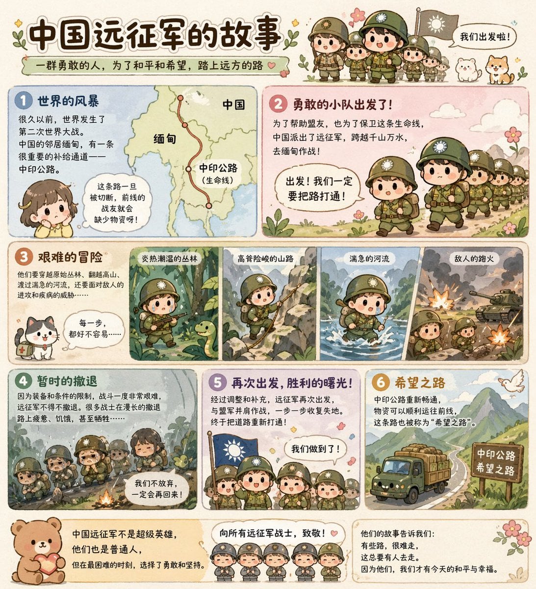 用可爱的风格讲述中国远征军的历史故事 用波普风格讲述金刚经
