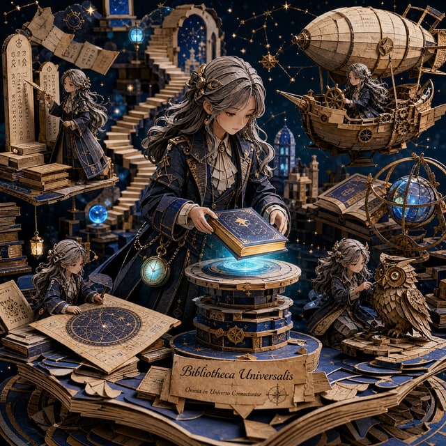 漫画/故事板 - 3D纸艺宇宙图书馆立体模型