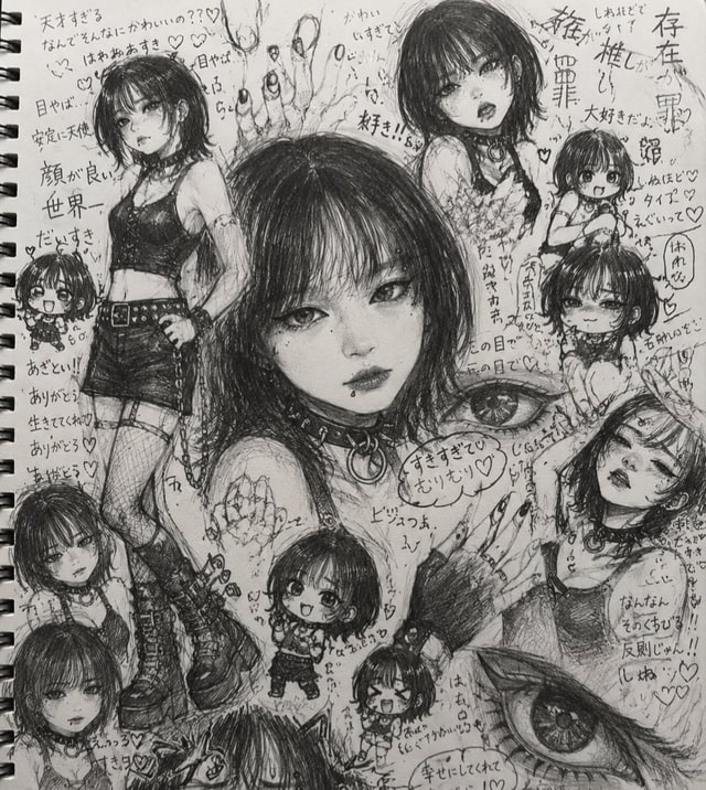 漫画/故事板 - 哥特动漫速写本拼贴