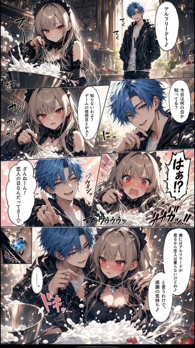 漫画/分镜 - 浪漫漫画厨房吊灯场景