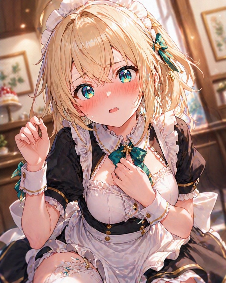 Blonde Maid in Warm Cafe